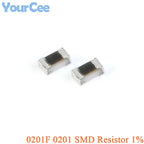500pcs 0201F 0201 SMD Resistor 1% 1/20W 0R 5.1R 10R 100R 1K 2K 4.7K 5.1K 10K 20K 47K 100K 510K 1M Resistance