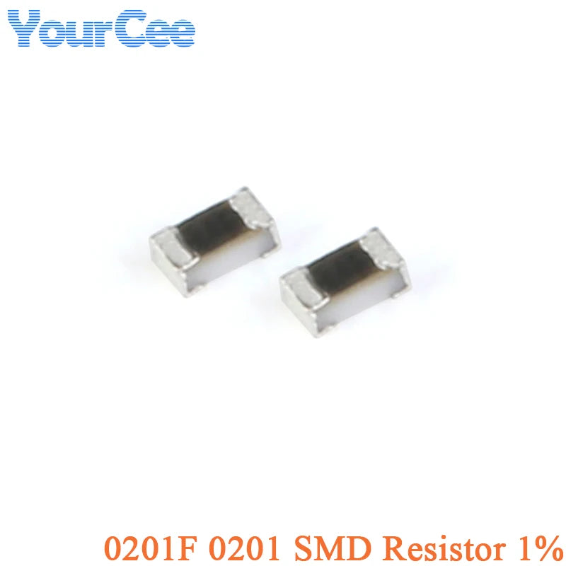 500pcs 0201F 0201 SMD Resistor 1% 1/20W 0R 5.1R 10R 100R 1K 2K 4.7K 5.1K 10K 20K 47K 100K 510K 1M Resistance