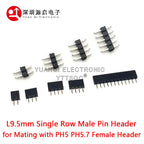 10pairs Male+Female 2.54mm PH5 Single Row Straight 1X2P/5P/6P/10P/15P/40P Short Version Rohs Goldplate PCB Pin Header Connector