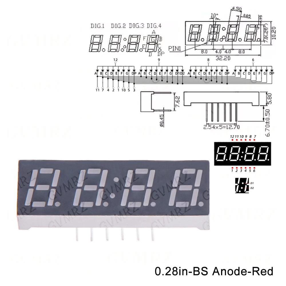 2PCS/5PCS Digital tube Common AnodeCathode Red 1 2 3 4 Bit digital Tube 0.28inch LED Display 7 segment