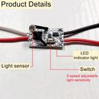 DC 3.7V 5V 12V 24V Photo Control Sensor 5-level Adjustment Light Sensor Switch Auto ON Off Photocell Street Light Switch 5A