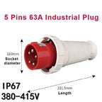 63A/125A Waterproof IP67 Aviation Explosion-proof Connector Surface And Concealed Industrial Plug Connctor 3 4 5 Core Pins