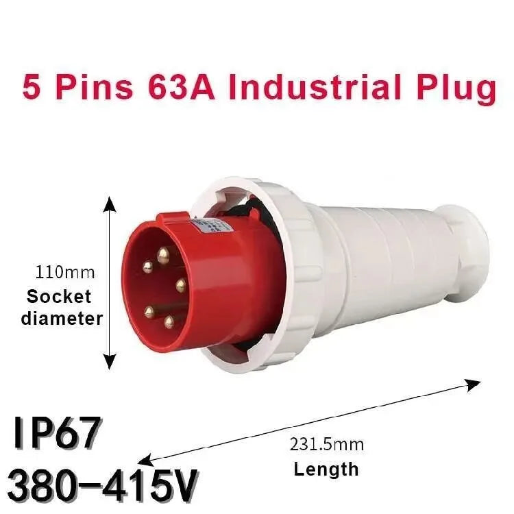 63A/125A Waterproof IP67 Aviation Explosion-proof Connector Surface And Concealed Industrial Plug Connctor 3 4 5 Core Pins