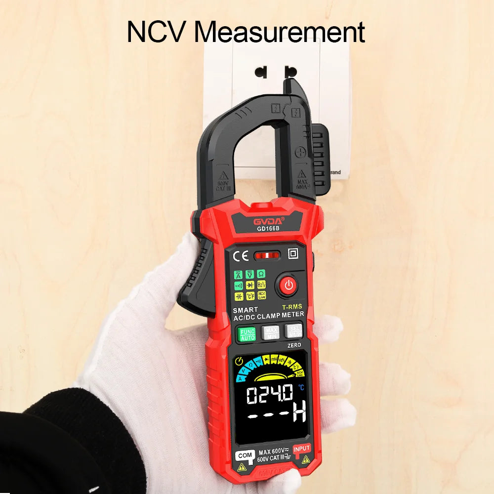 GVDA Digital Clamp Meter Multimeter Auto Range True RMS NCV DC AC Voltage Inrush Current Temperature Tester Automatic Voltmeter
