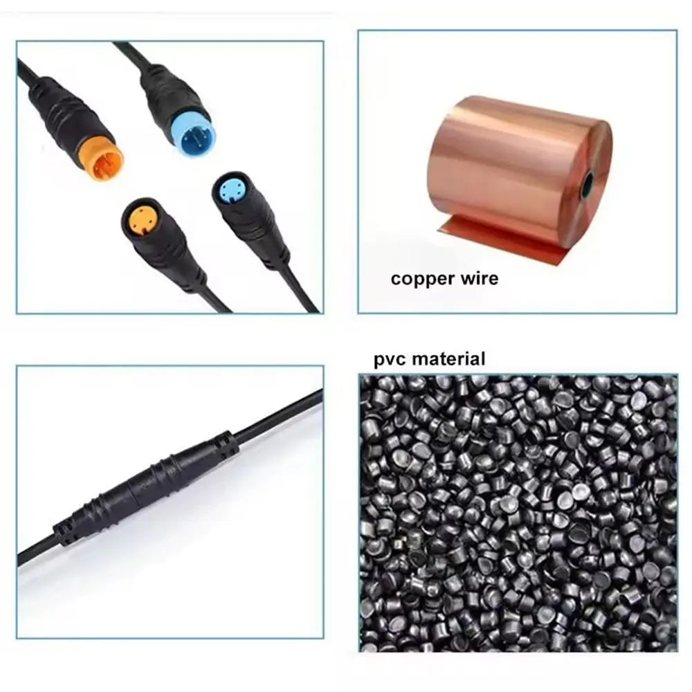 2 3 4 5 6 8 Pin M8 Waterproof Connector Wire Male to Female Copper Electric Bicycle Ebike Wire Multifunctional