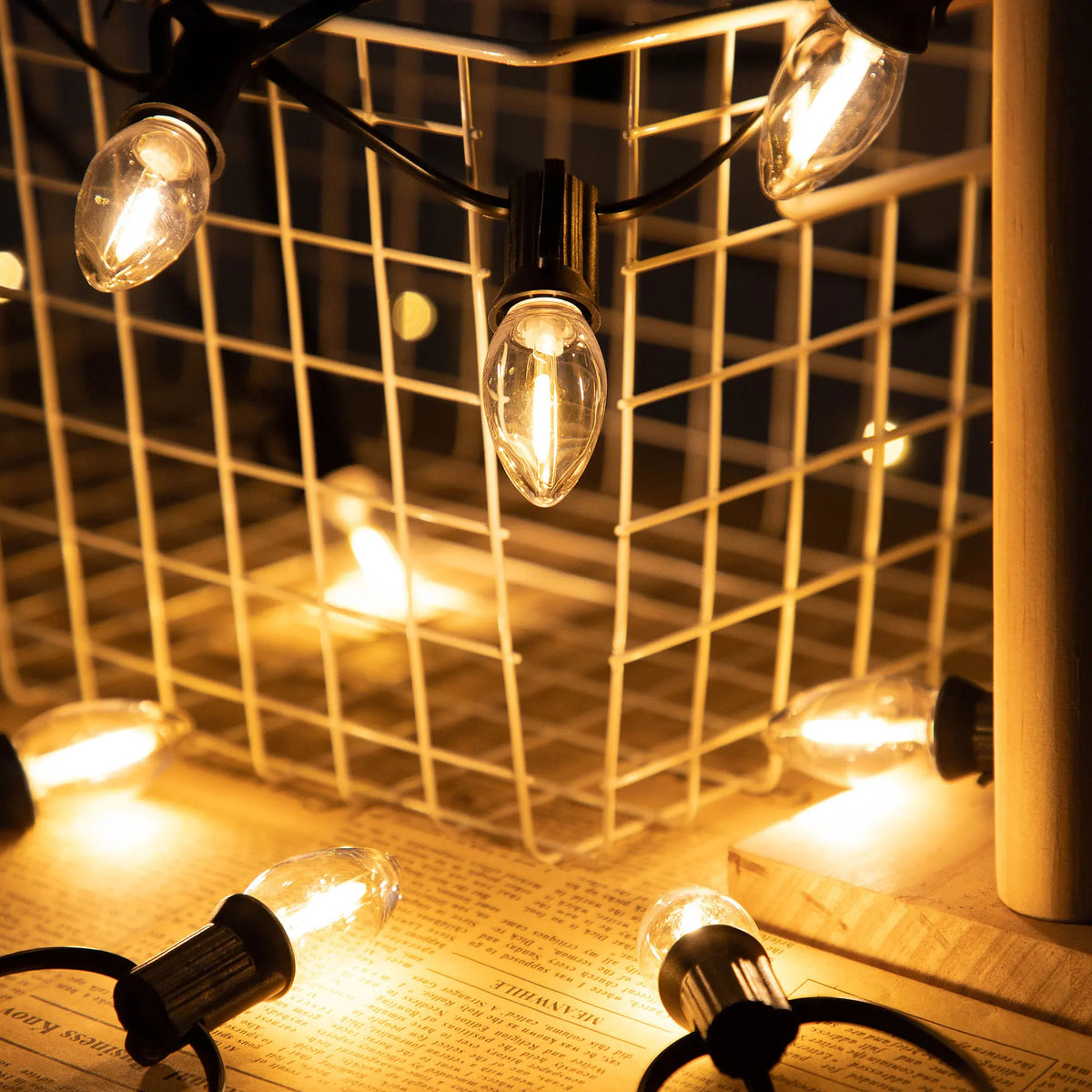50PCS C7 LED Light Bulbs Plastic Shatterproof E12 Candelabra Base 1W Equal to 10W Replace Bulb For Outdoor  Decor String Lights