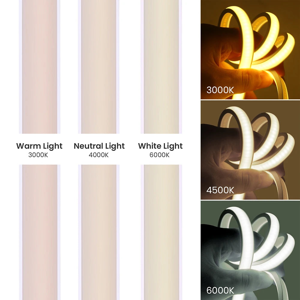 IP68 Waterproof Flexible Neon Rope Light USB COB LED Strip 5V ON OFF Switch 320 LEDs/m Natural Warm White 0.5m 1m 2m 3m 4mm 5m