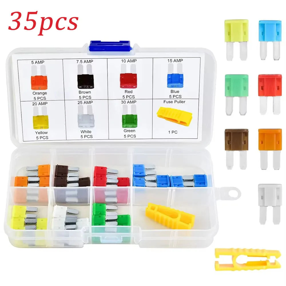 35/56/70/84/100/105/126pcs Micro 2 Blade Fuse Assortment Kit for Truck Replacement with Fuse Puller(5A,7.5A,10A,15A,20A,25A,30A)