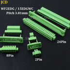 1/3/5 Set WF2EDG Pitch 3.81mm 2P/3P/4P/5P/6P/8P/9P/10P/12P/16P/24P Pluggable Terminal Block Connector 15EDGWC 3.81mm Pitch