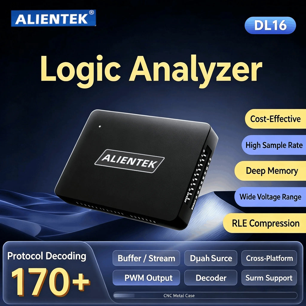 ALIENTEK Logic Analyzer DL16 250MHz Max Sample Rate 16Channels Logic Analyzer Tools ARM FPGA Debug Protocol Decoding Software
