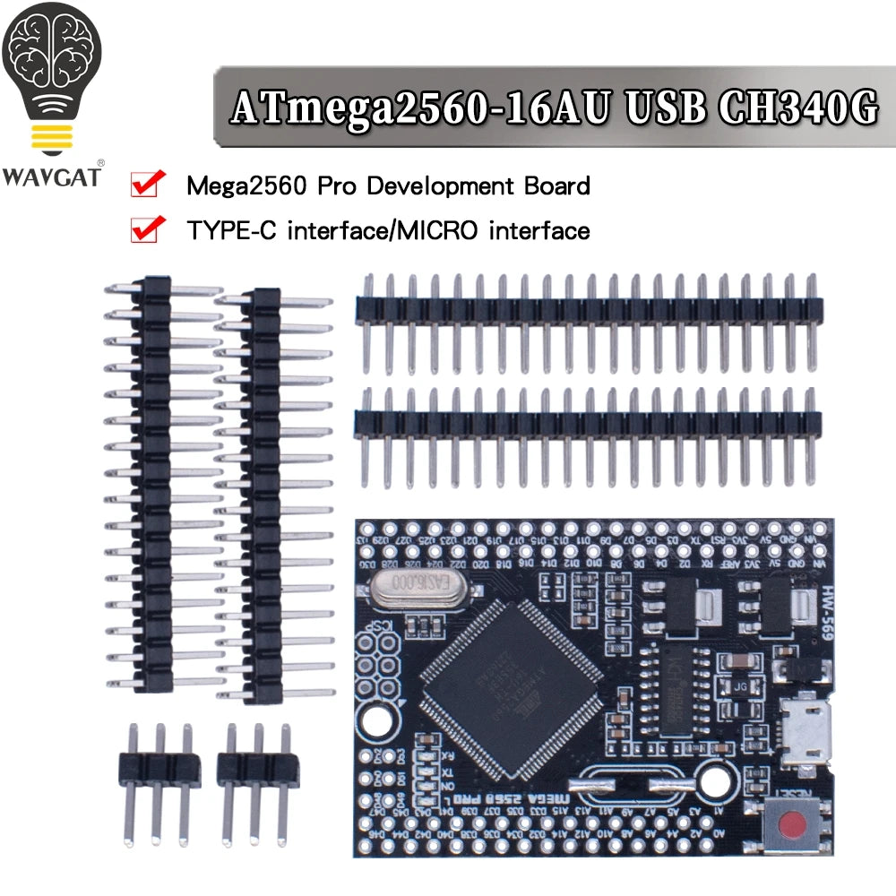Mega 2560 PRO MINI  Micro 5V (Embed) CH340G ATmega2560-16AU with male pinheaders Compatible for arduino Mega