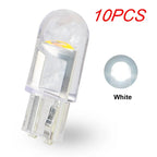 10 Pcs Car LED T10 W5W Canbus Glass COB 6000k Reading Dome Lamp Marker Wedge License PlateLight Bulb 168 194 192 DC 12V White