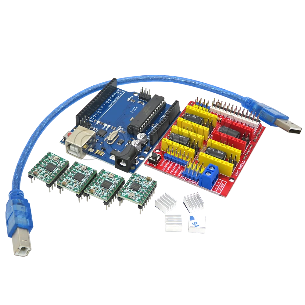 CNC Shield DRV8825 V3 V4 Engraving Machine 3D Printer/ A4988 Driver Expansion Board For Arduino + NANO 3.0 UNO R3 With USB Cable