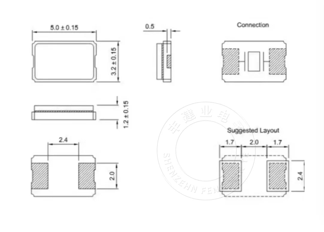 5032 ceramic passive crystal oscillator SMD2 8m 8.000 10M 12M 16mhz 20M 24M 25mhz 27M 10PCS