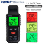 Indoor CO2 Meter Carbon Dioxide Sensor & Alarm NDIR Air Quality Monitor with Temp Humidity LCD Portable High Precision Detector