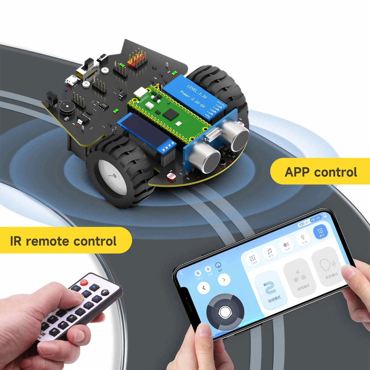 Raspberry Pi Pico2 Robot Car DIY Robotic Electronic Kit Education MicroPython Programming for Teens Include Battery APP Control