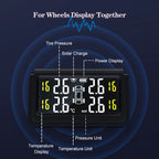 Solar Wireless Tire Pressure Monitoring System TPMS Auto Security Alarm Device Digital Colorful Display With 4 sensors