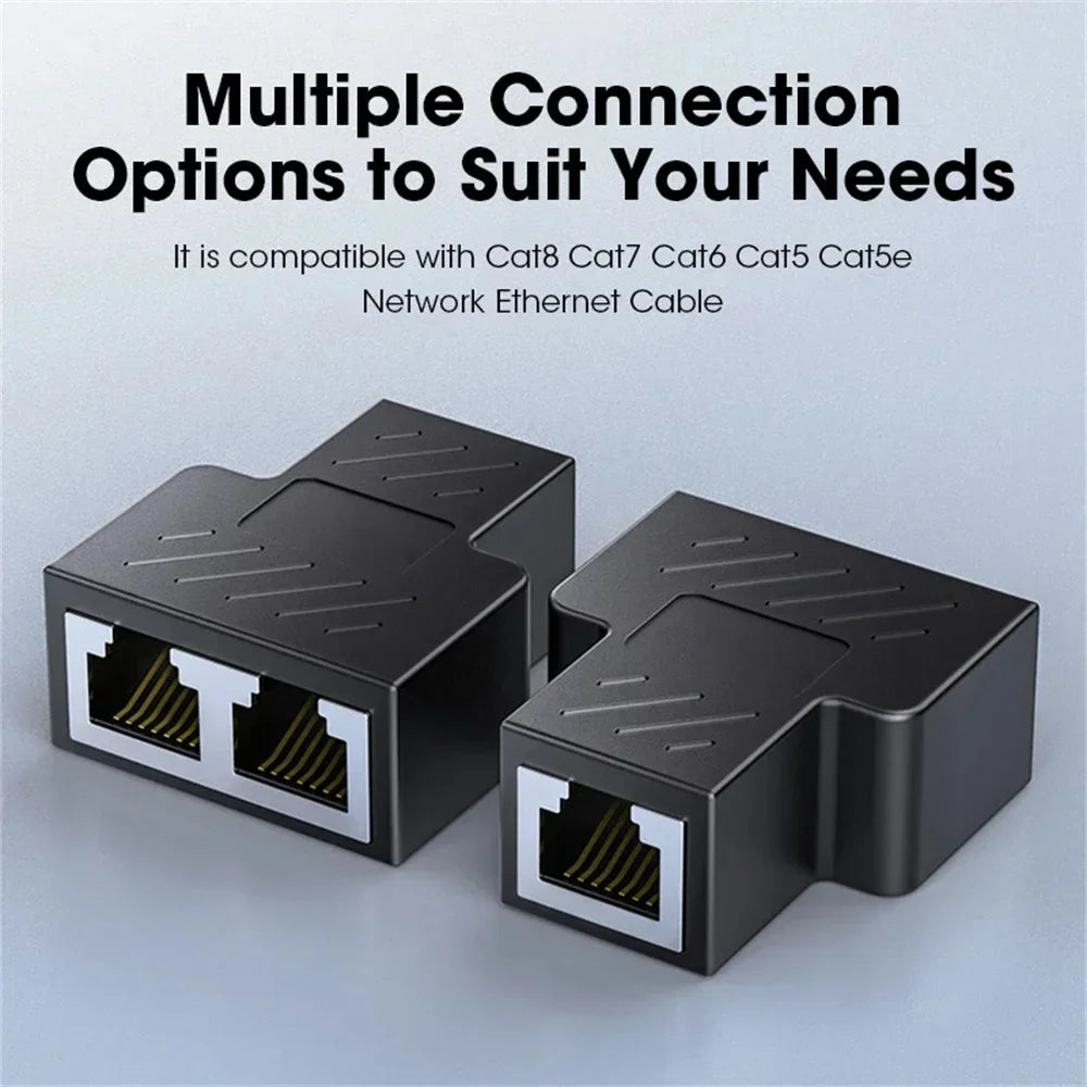 RJ45 Splitter Adapter 1 to 2 Dual Female USB to RJ45 Port 8P8C Extender Plug LAN Interface Ethernet Socket Connector
