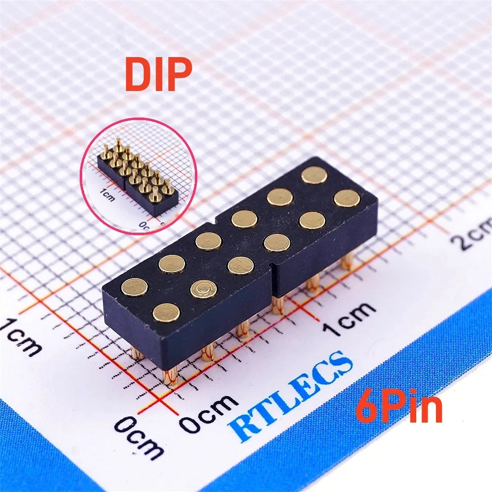5Pcs Target PAD Connector 2.54 Grid 4 6 8 10 12 14 16 20 Pole Female Spring Pogo Pin Header Socket Power Charge DIP SMD Dual Row