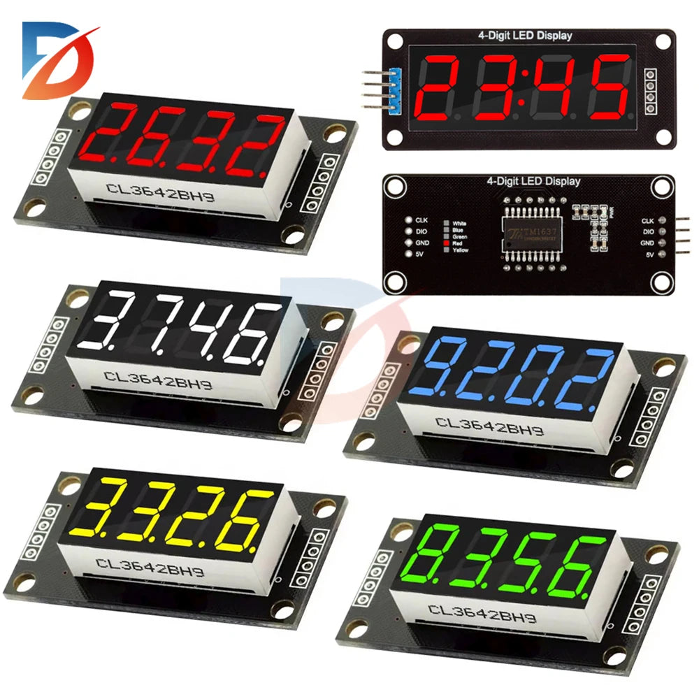 1PCS TM1637 0.56 inch 5V 4 Bit LED Digital Tube Display 7 Segments Red Green Blue Yellow White LED Module Board for Arduino