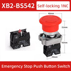 5pcs 22mm Mounting Emergency Stop Button Switch Self-locking XB2-BS545 Rotary Reset Mushroom Head NO NC Brass/Silver Contact