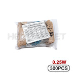 300PCS 1W 1/2W 1/4W 10R - 1M Ohm Resistance Set 1% Metal Film Resistor Assortment Kit 30Kinds*10pcs=300PCS