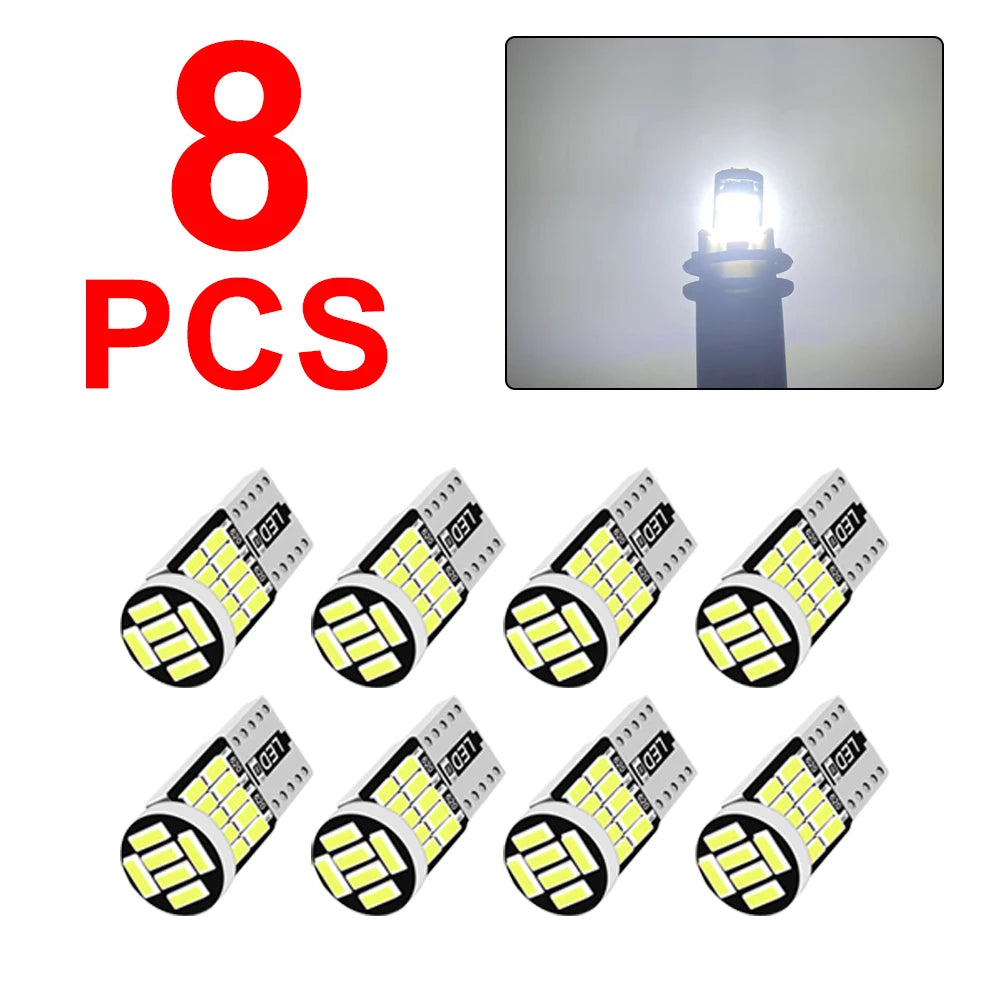 2/4/10/20 PCS T10 W5W LED Bulbs Canbus 12V 4014-26SMD 6500K White Car Interior Dome Reading Door Map Trunk License Plate Lights