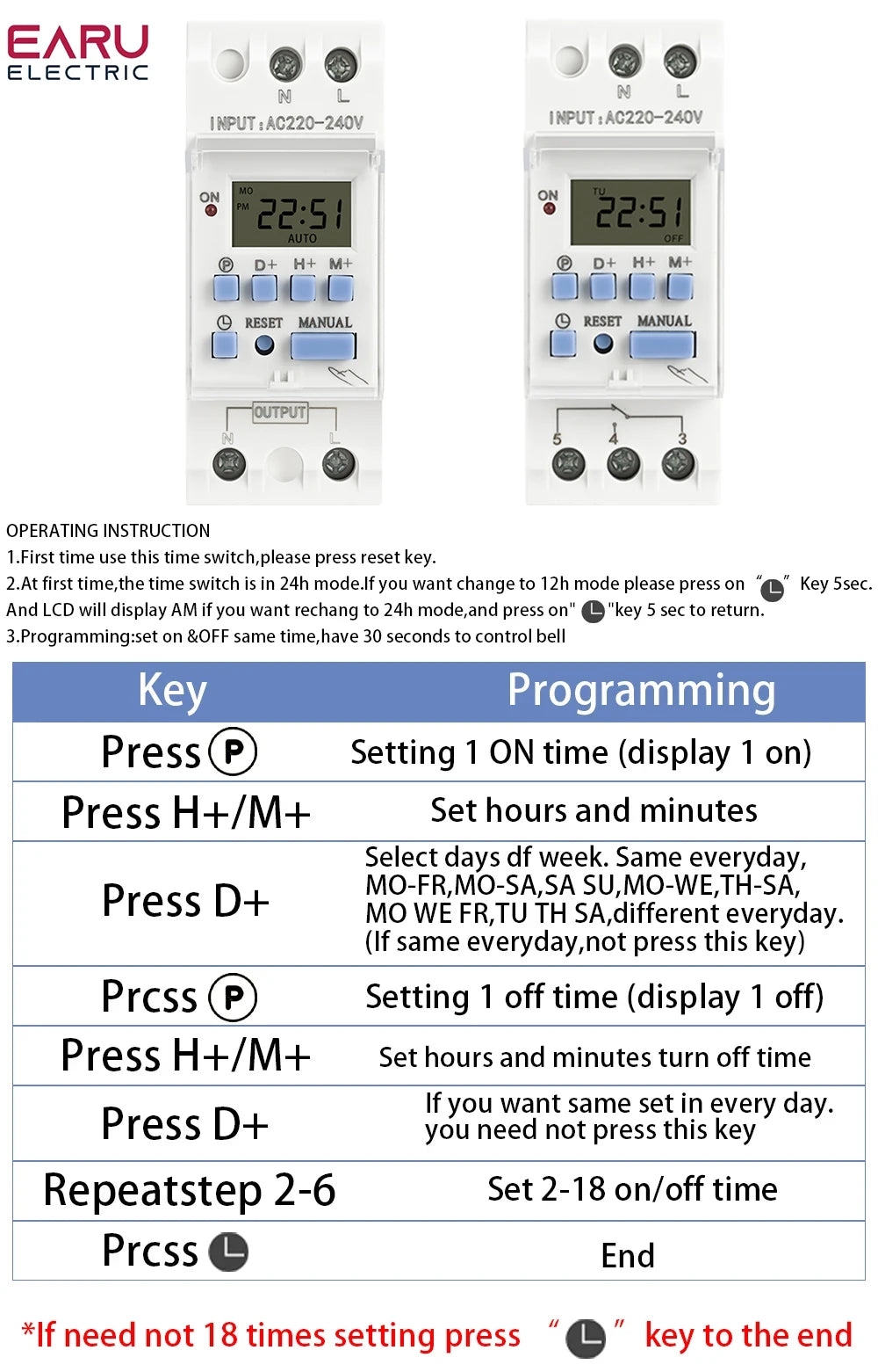 AC 220V 230V 110V DC 12V 24V 48V 15A 30A THC15A Din Rail Weekly 7 Days Programmable Digital Time Switch Relay Timer Controller