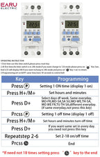 AC 220V 230V 110V DC 12V 24V 48V 15A 30A THC15A Din Rail Weekly 7 Days Programmable Digital Time Switch Relay Timer Controller