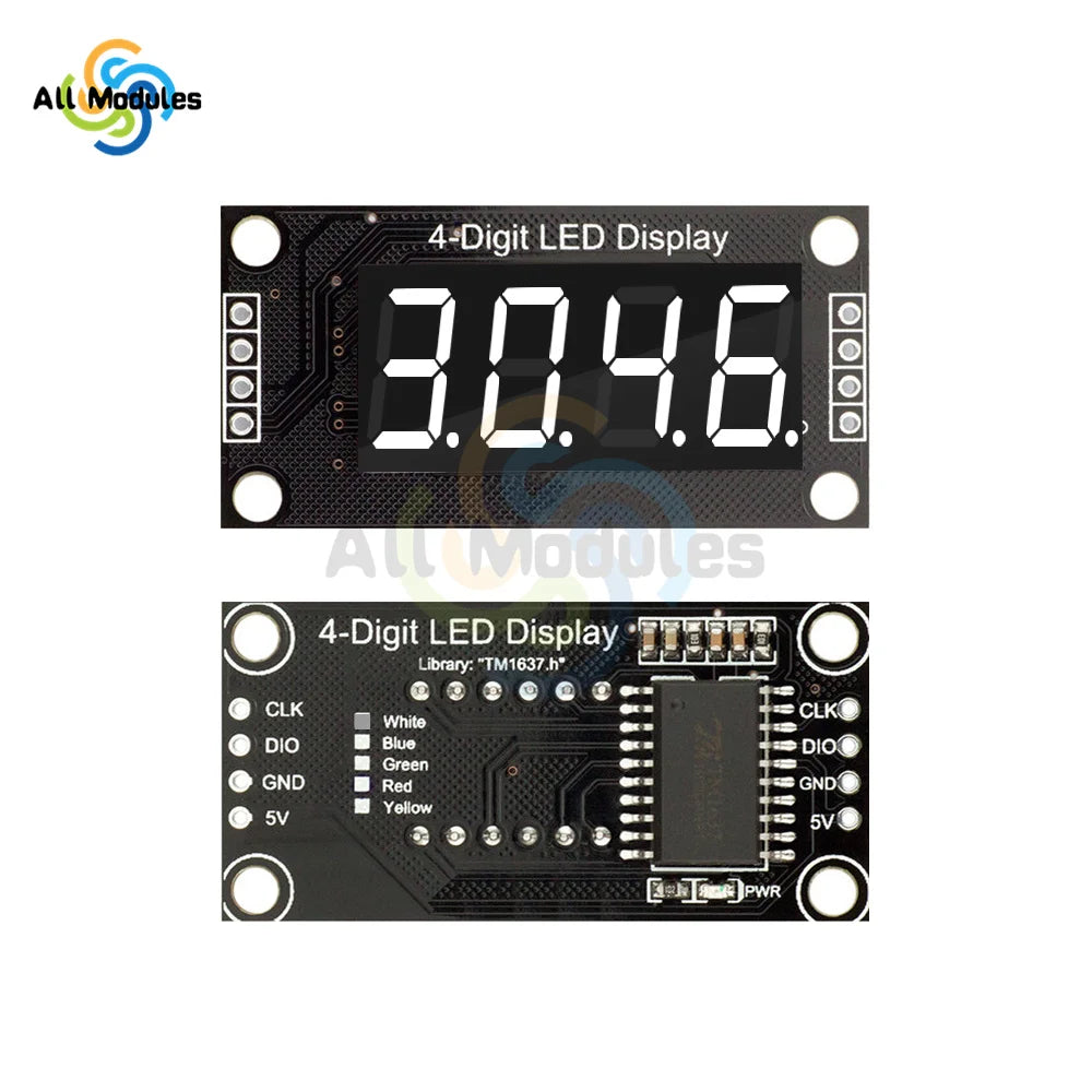 TM1637 0.36" 0.36 Inch 7 Segments Digital Display Tube 4-Digit LED  Module Board For Arduino Red Green Blue Yellow White