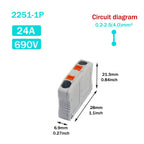 Wire Electrical Connectors Wire Push-in Terminal Block multiple in multiple out Connector Mount On Din Rail with fixing Hole