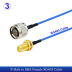1PCS RG-405 N to SMA Connector SMA Male/Female to N Male/Female Blue RG405 Coaxial Pigtail Cable Extension Jumper 50Ohm