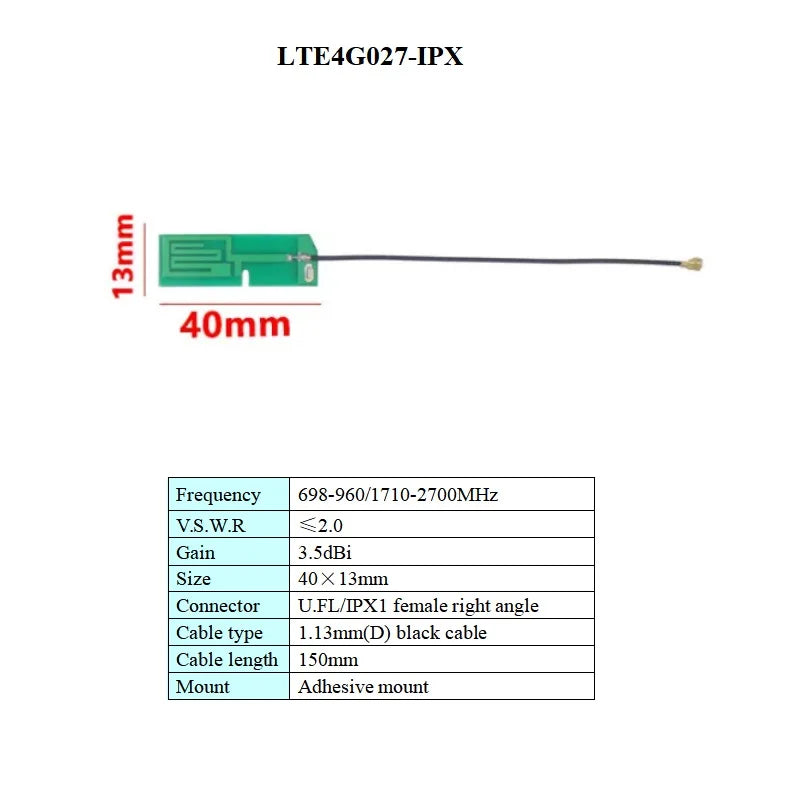 Adhesive Mount U.FL IPX Flexible 698-960/1710-2700MHz GSM 3G 4G LTE NB-IOT FPC PCB Aerial Internal Built in LTE 4G PCB Antenna
