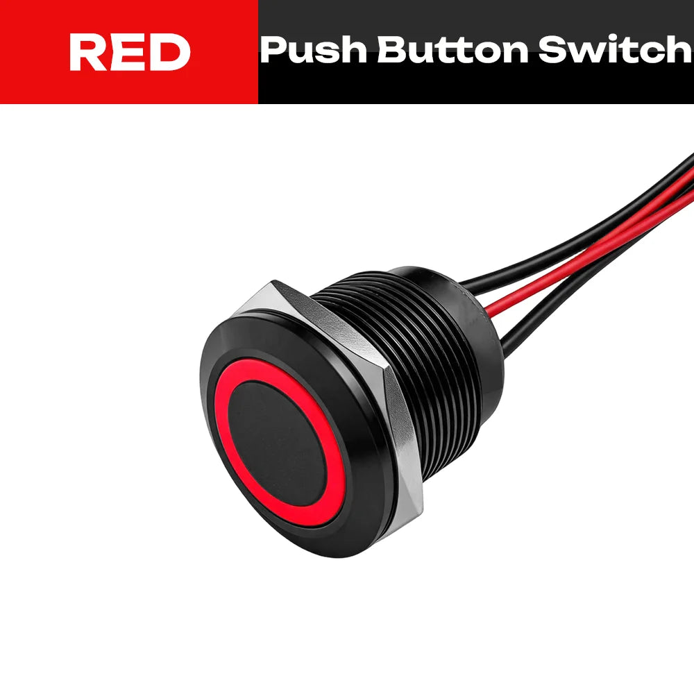 FILN 22mm 20A Waterproof Metal Push Button Switch Ring LED Lighted Pre-Wired High Current Power Switch Lamp for Car Boat Marine