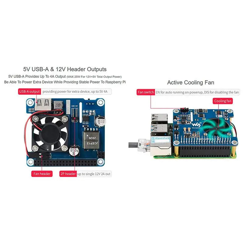 3X Waveshare POE HAT (C) For Raspberry Pi 4B/3B+, Power Over Ethernet HAT, Support IEEE 802.3Af/At-Compliant Network