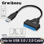 USB SATA 3 Cable Sata To USB 3.0 / 2.0 Adapter Support 2.5Inch External SSD HDD Hard Drive UP To 6 Gbps 22 Pin Sata III Cable