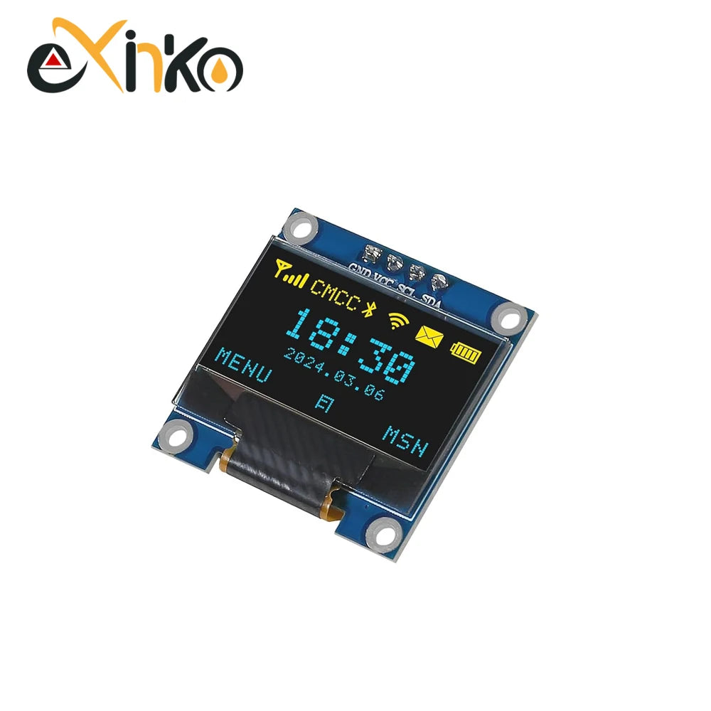 0.96 Inch OLED Display Module SSD1315 I2C IIC SPI Serial 128X64 LCD 4 Pin YellowBlue White for Arduino Pin Headers Soldered
