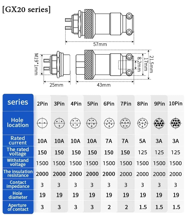 5pcs GX12 Aviation Connector 2 3 4 5 6 7 Pin Male Female M12 Connector Aviator Plug Socket