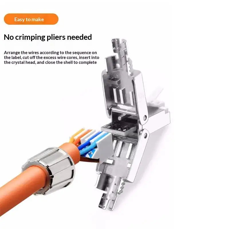1Pc Zinc Alloy Shielded Ethernet Termination Plugs Cat7 Cat6A Cat8 RJ45 Connector Tool-Free