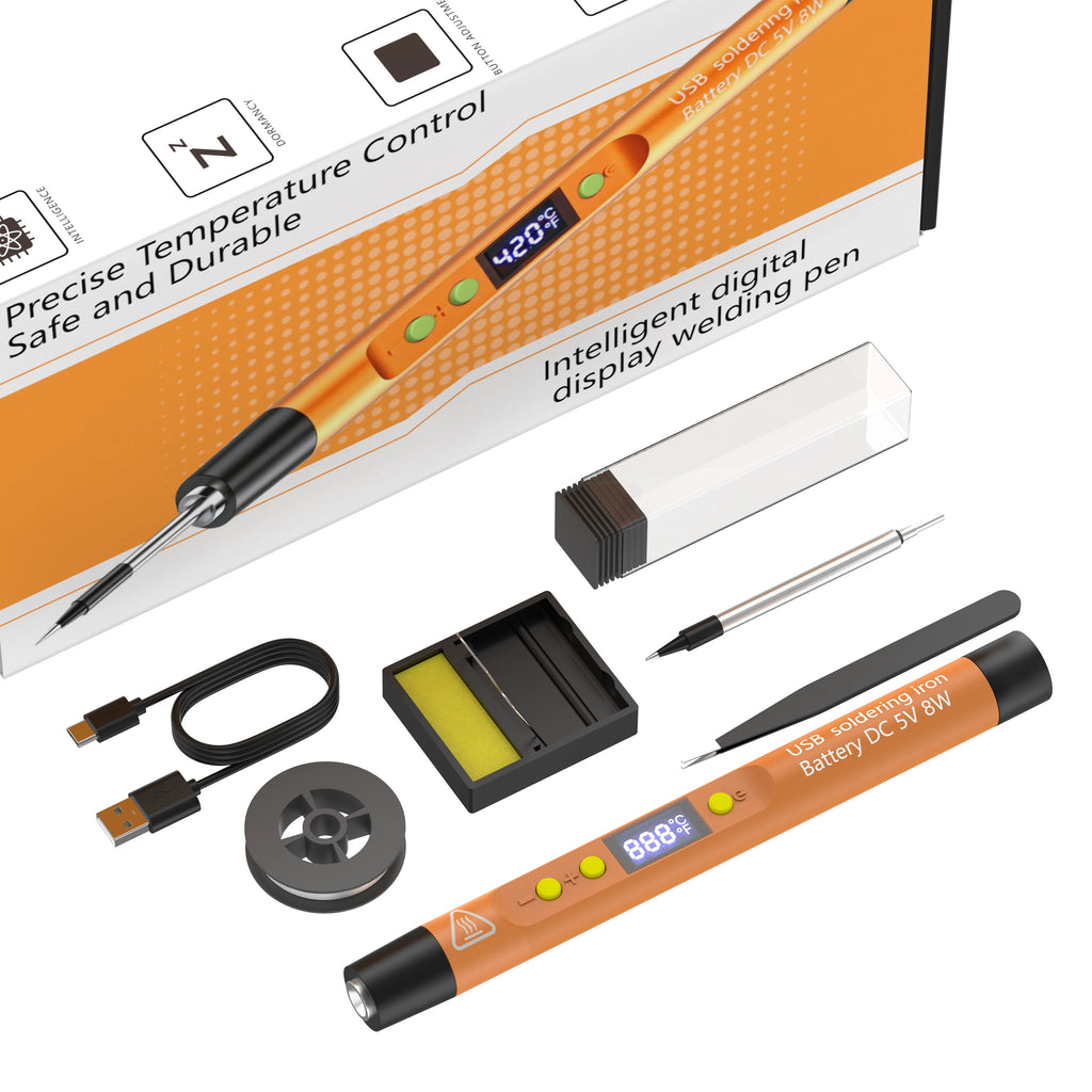 USB Constant Temperature Soldering Iron Welding Set 5V8W Adjustable Temperature Portable Digital Welding Pen Set 600hAn Battery