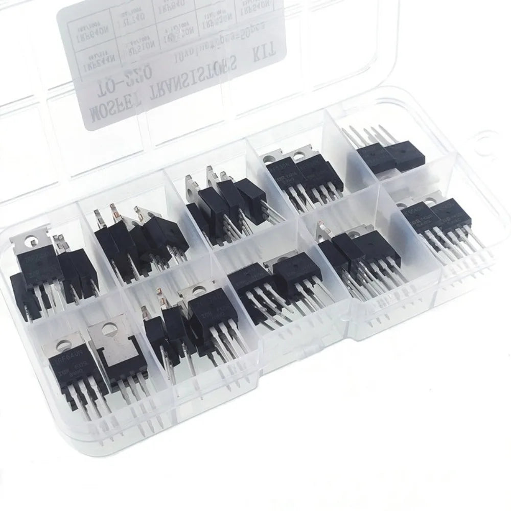 50PCS TO-220 MOSFET Kit 10 Values IRFZ44N IRF540N IRF3205 IRF640N Power Transistor Assortment