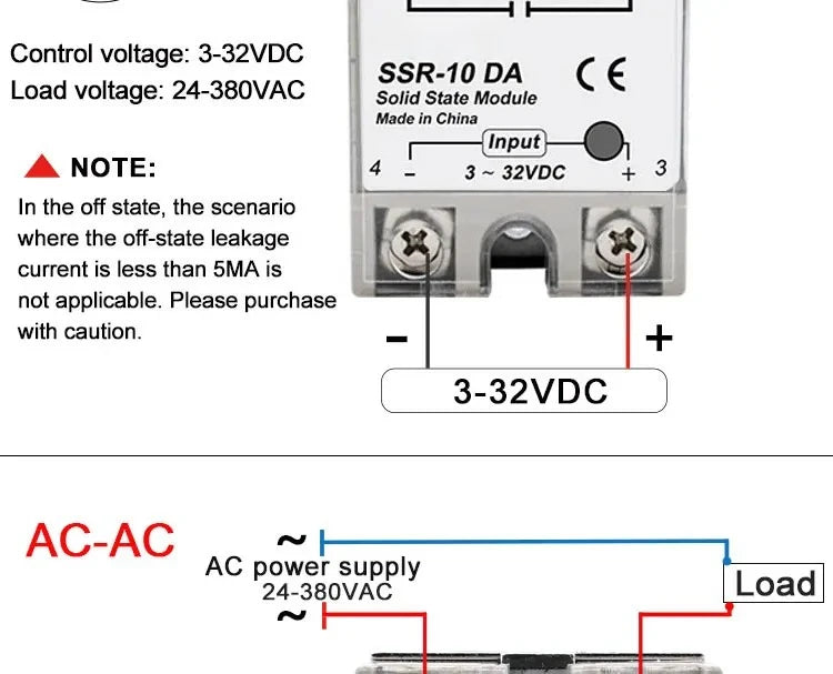 1pcs Solid State Relay Single Phase Non-contact SSR DC To DC AC To AC DC To AC 24-380VAC 10A 25A 40A 50A 60A 80A 100A