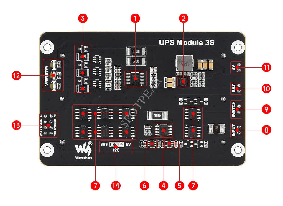 Raspberry Pi 5 UPS 5V5A Power Supply Expansion Board I2C Uninterruptible Power Module Also Anti-reverse connection For Pi4B