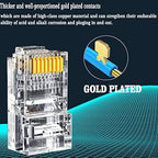 RJ45 Cat6 Cat6a Pass Through Connectors Gold Plated 8P8C Modular Plugs for 23AWG Twisted Pair Wire & Standard Cables (100 Pack)