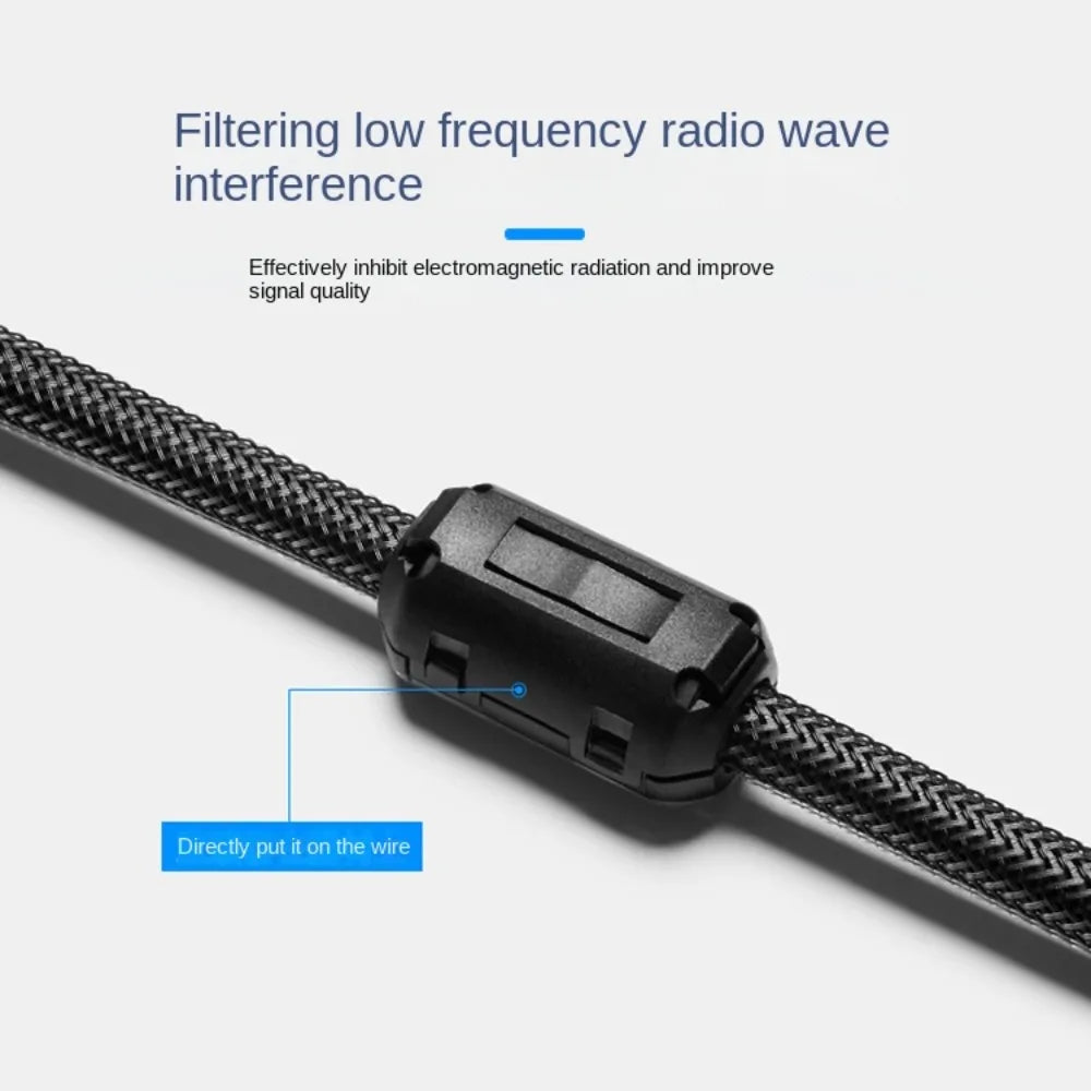 Snap Type Ring Core Ferrite Bead Clamp Black Anti-interference Choke Coil EMI RFI Noise Cable Connector