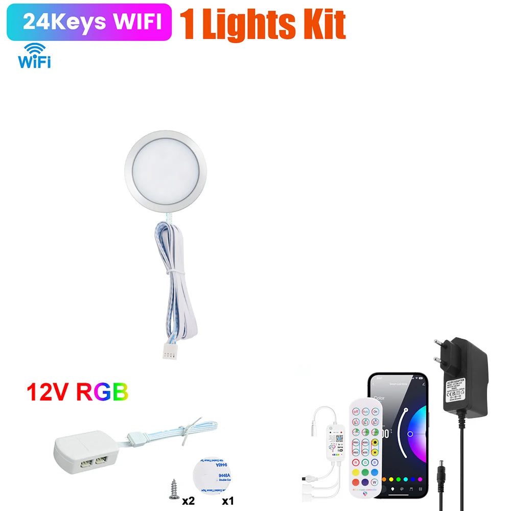 1 2 3 5 6 8 Lihgts RGB LED Cabinet Light 12V WiFi Bluetooth 24Key 44Key Remote Control Power Kit for Kitchen Wardrobe Lighting
