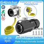 LP24 Waterproof RJ45 Connector IP68 Industrial Ethernet LAN Cable Connector Outdoor Modular Jack Network Connector