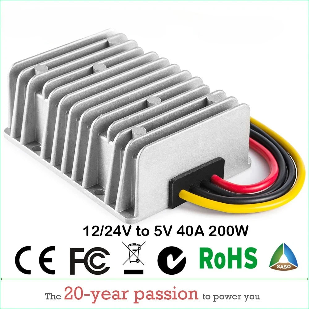 12V 24V to 5V DC Converter Regulator 3A-100A Car Step Down Reducer LED Lighting Display CE Certified Waterproof Dustproof
