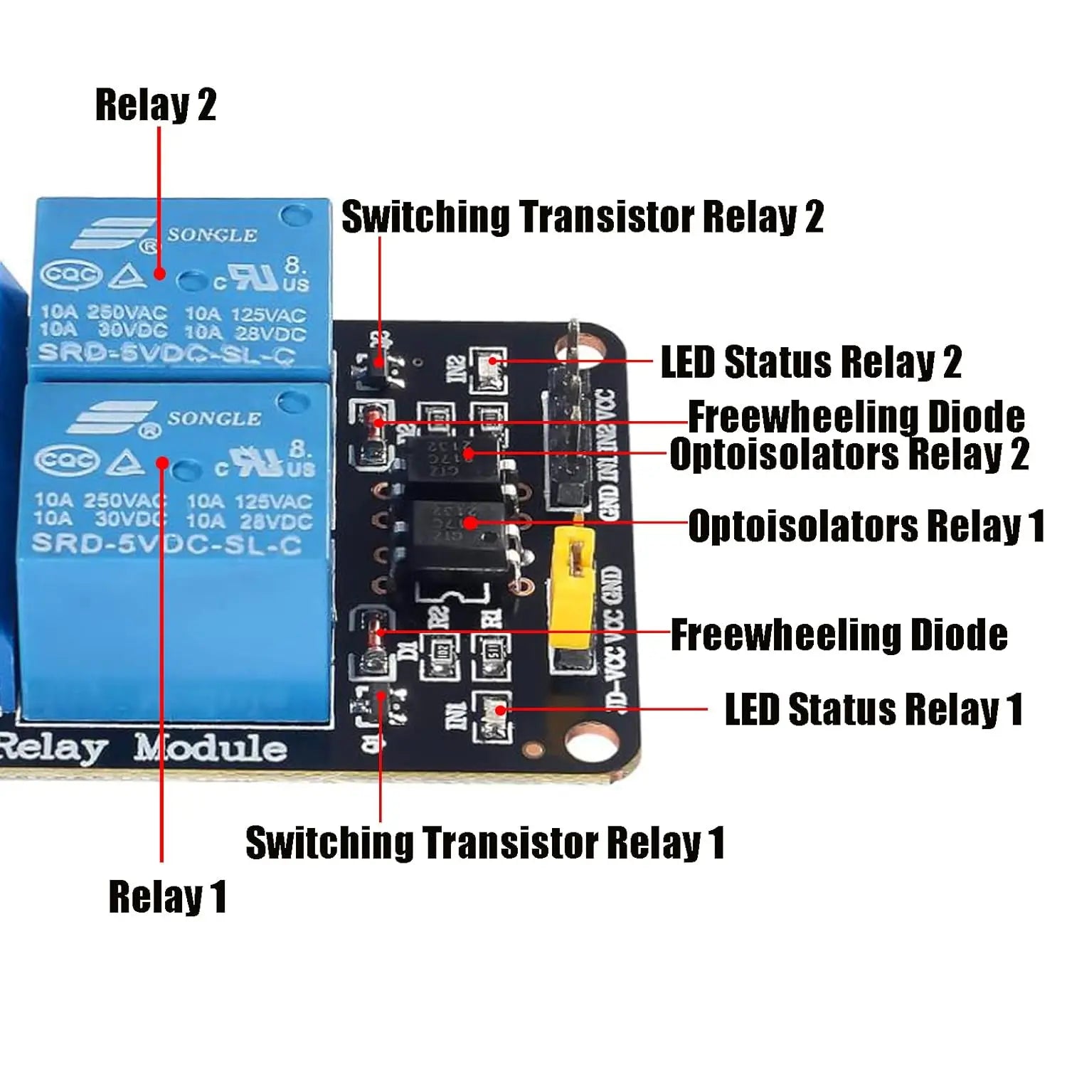 5V 2 Channel DC 5V Relay Module High and Low Level Trigger with Optocoupler Isolation Relay Module for Arduino Relay