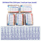 1% 5%  Metal Film Resistor Assortment Kit 1/4W 1/2W 1W 2W 3W 5W Through Hole 30/41/130 Values Electronic Components 300 600 2600